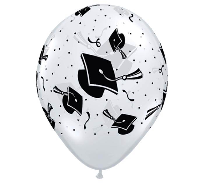 Graduation Cap Clear Latex Balloons